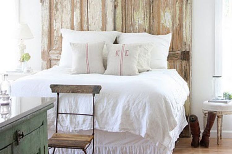 Repurposing done right: Salvaged door and shutter headboards