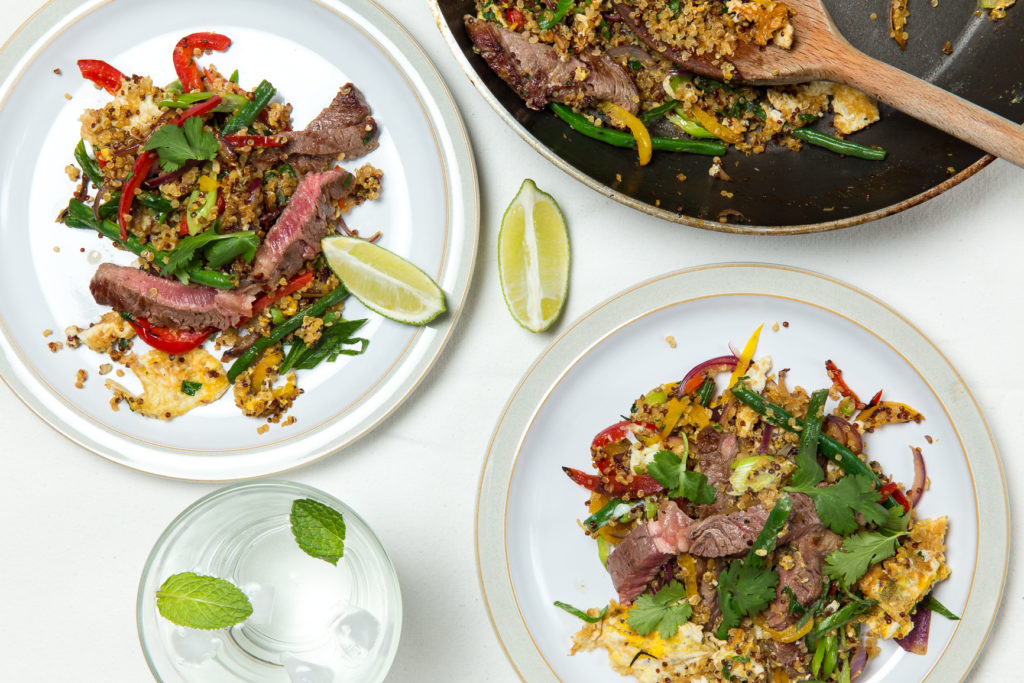 steak-and-fried-quinoa-with-peppers-and-green-beans