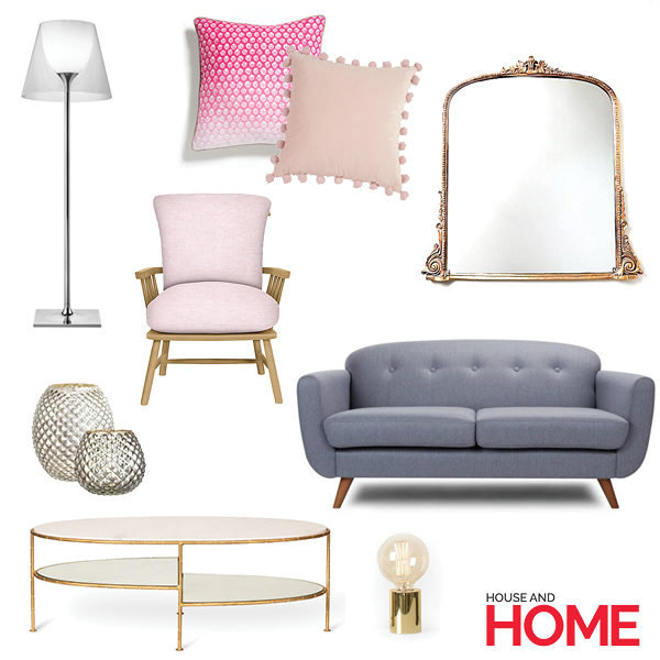 get-the-look dusky pink grey metallic interiors