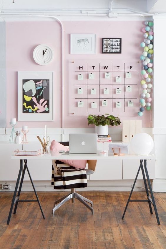 Gorgeous blush pink desk inspiration