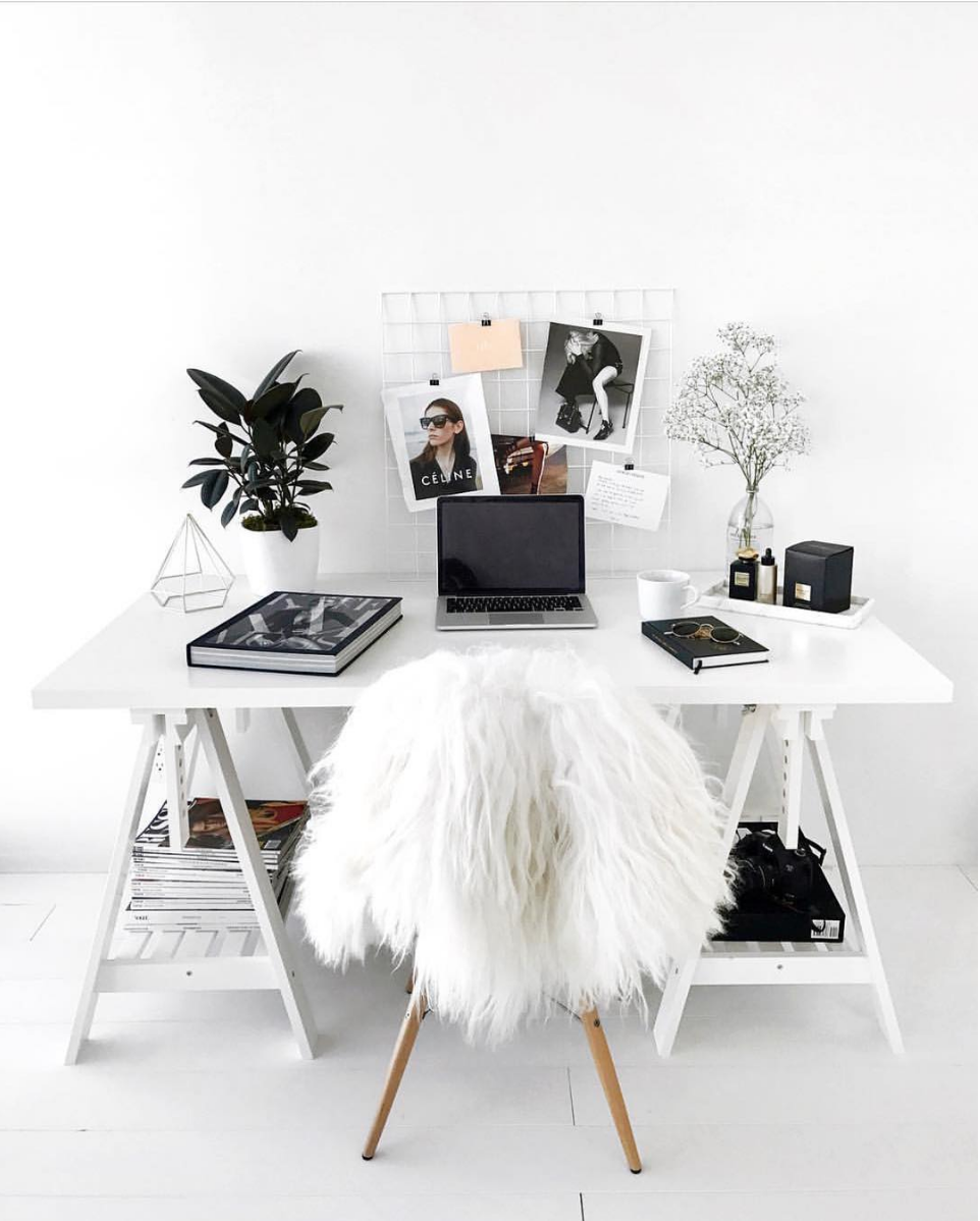 Minimal monochrome desk