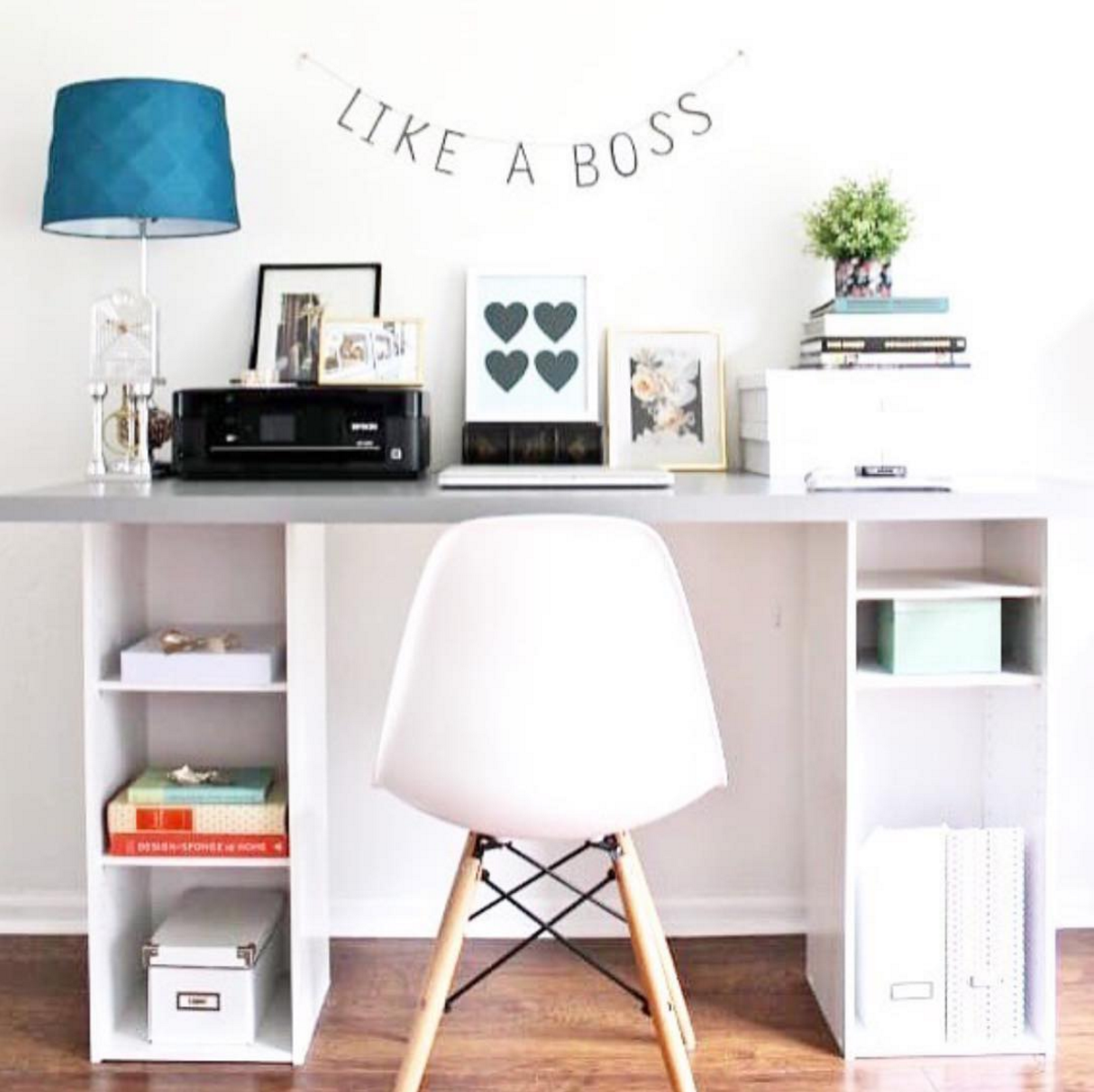 Good vibes blush pink desk inspo