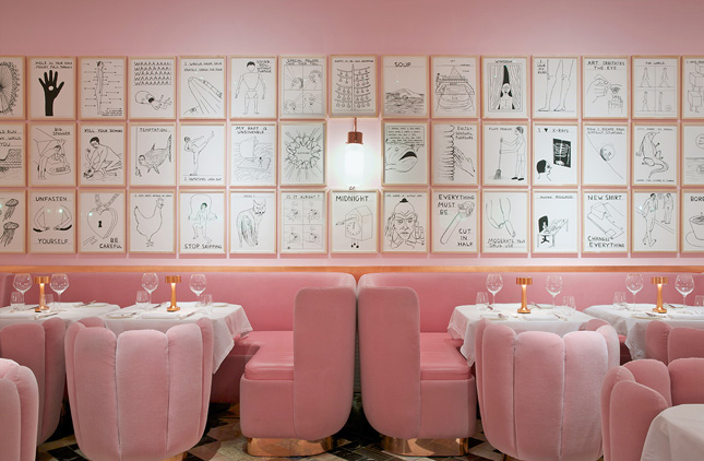 Sketch London interior design tour blush pink 