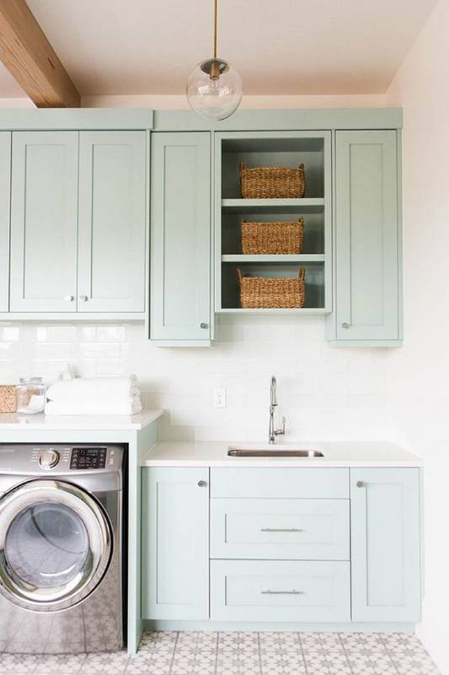 mint green laundry room