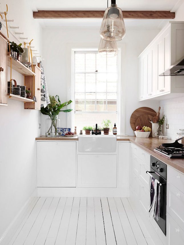 white painted small kitchen