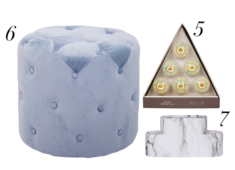 Homesense hero awards pouffe, drawer pulls and bathroom organiser