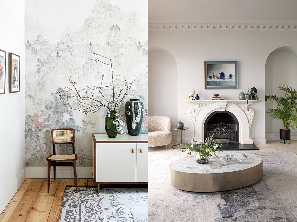 Image of a feature wall and a living room by Emily Maher, H&H Jan-Feb22