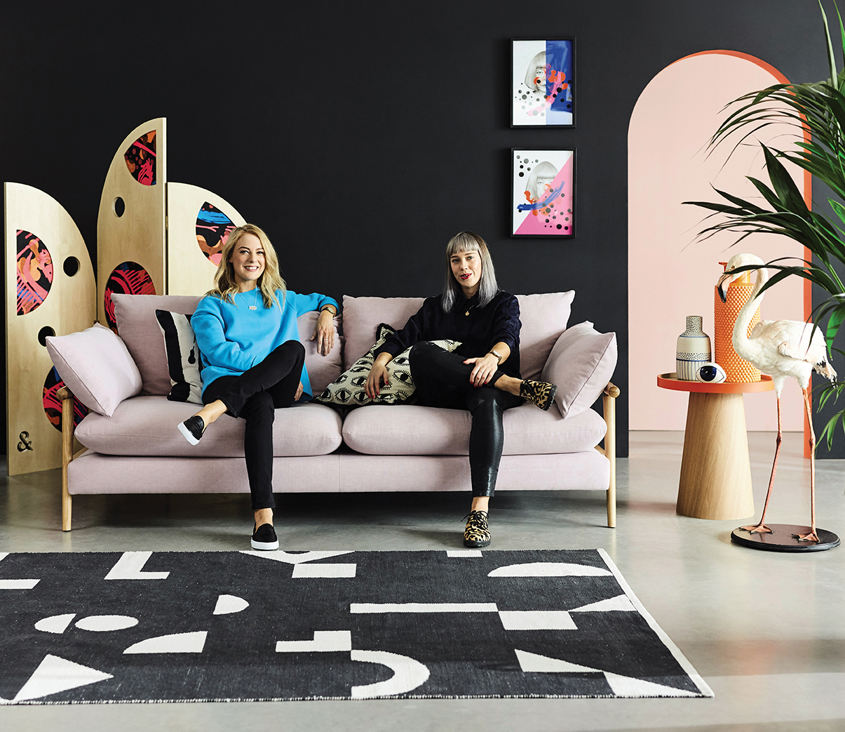 Image of Jill & Gill on the Hoxton sofa from DFS