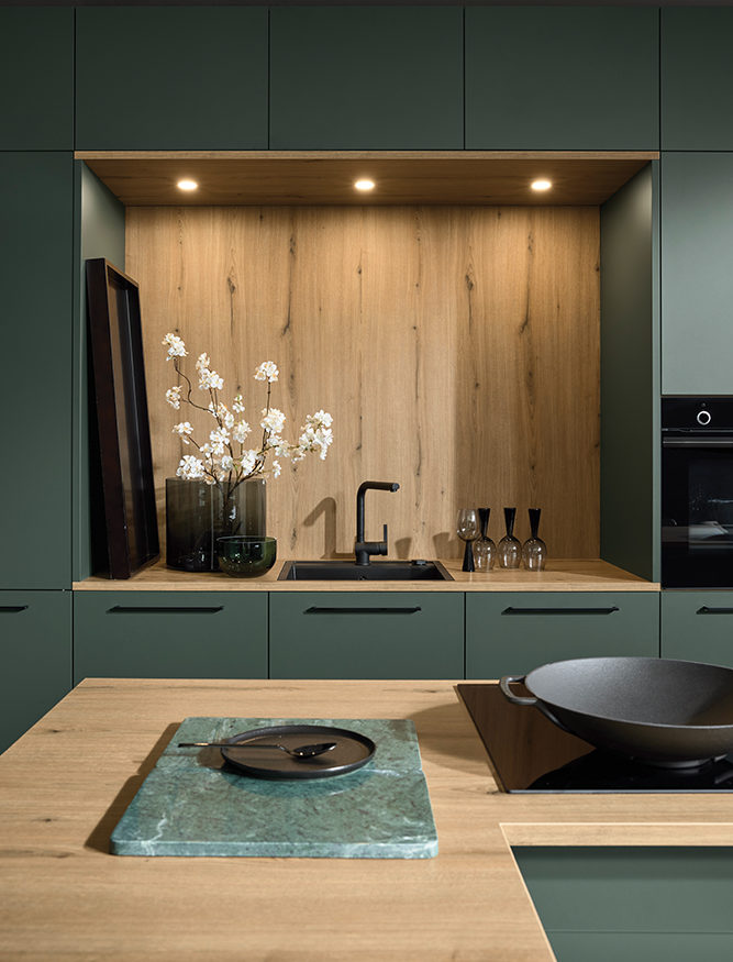 Image of black-green kitchen from Kube
