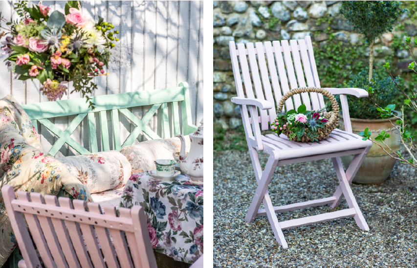 Images of Sadolin Superdec Satin paint used on garden furniture