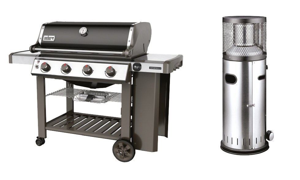 Images of Weber Genesis II bbq and Enders Polo gas patio heater