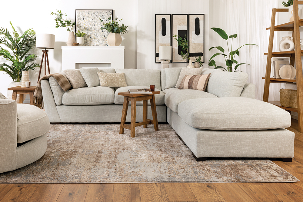 Image of EZLiving Olivia Natural Cotton Fabric Sofa