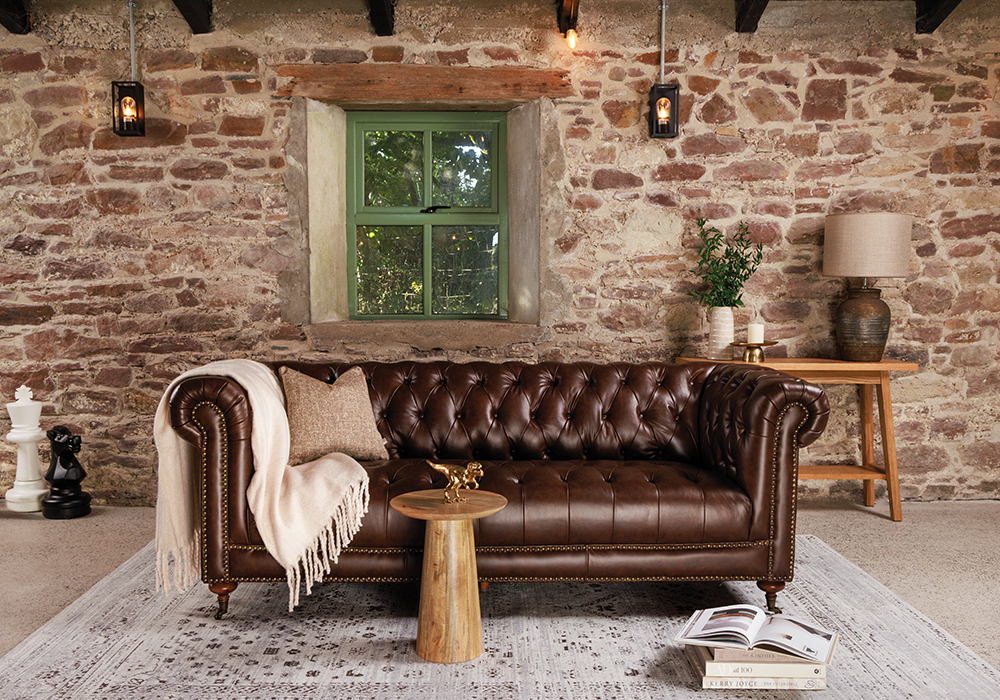 Image of EZLiving Crawford Cigar Leather 4 Seater Sofa