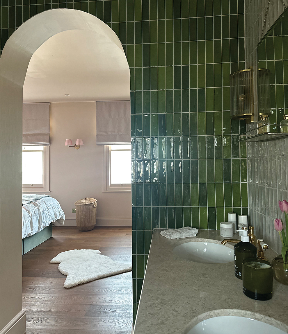 Image of the the master bathroom and bedroom of Clodagh McKenna