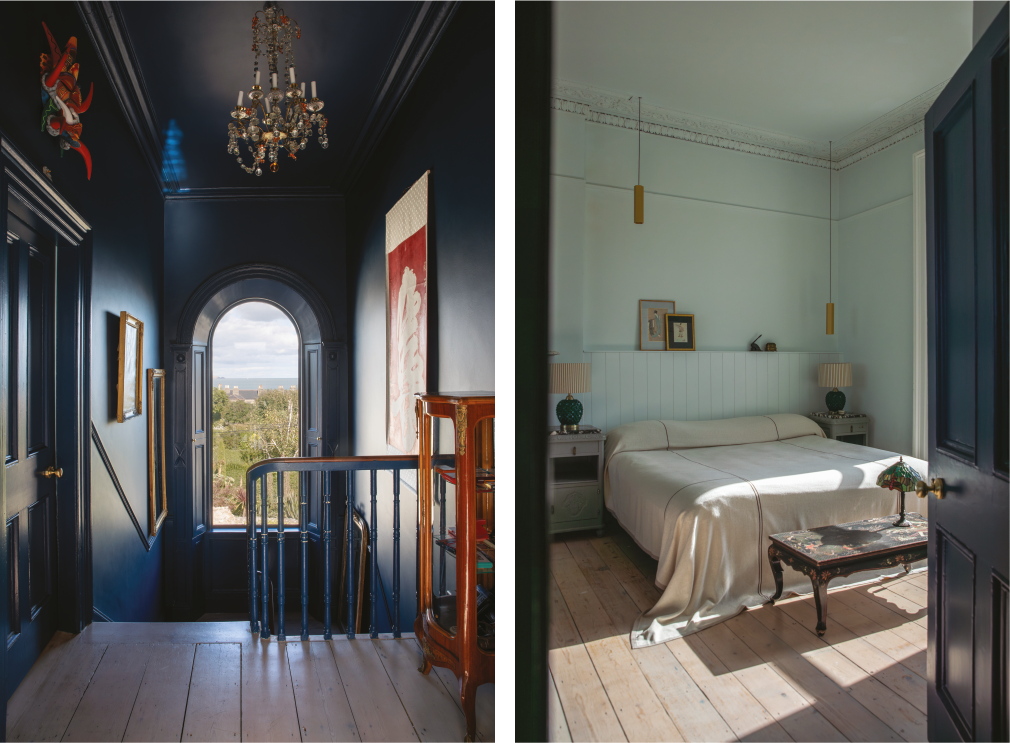 Images of the staircase and bedroom of the Dublin home owned by Maylis, House and Home magazine