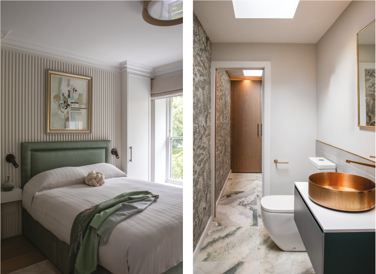 Images of the bedroom and bathroom in a newly renovated Dublin home