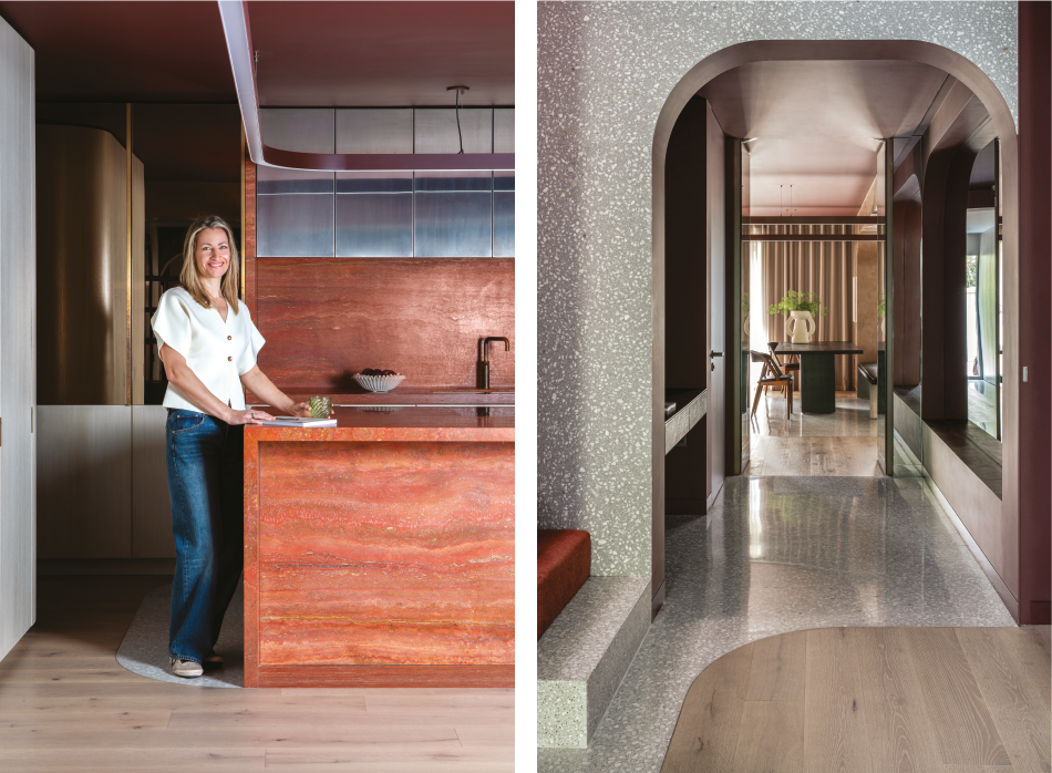 Images of homeowner Caroline in The Arc House, designed by Róisín Lafferty