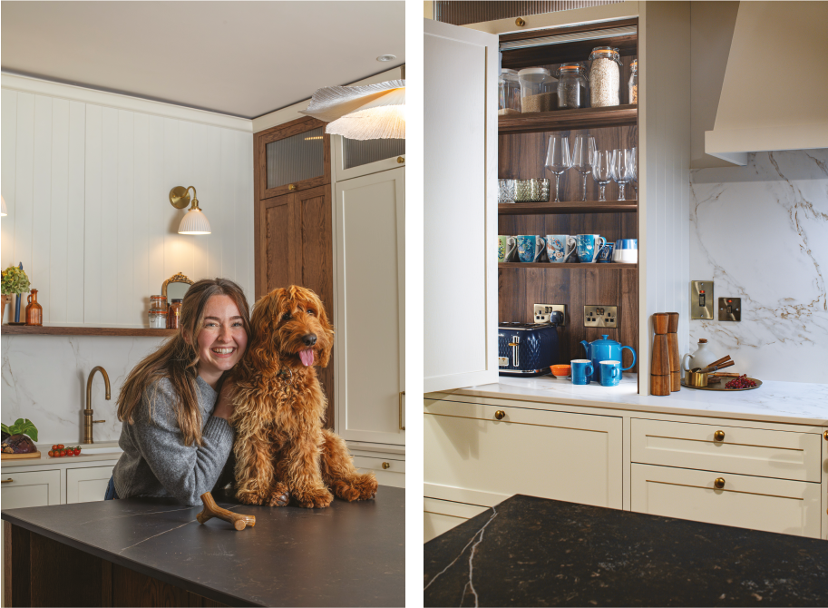 Images Una Leonard in her kitchen featuring Dekton by Cosentino 