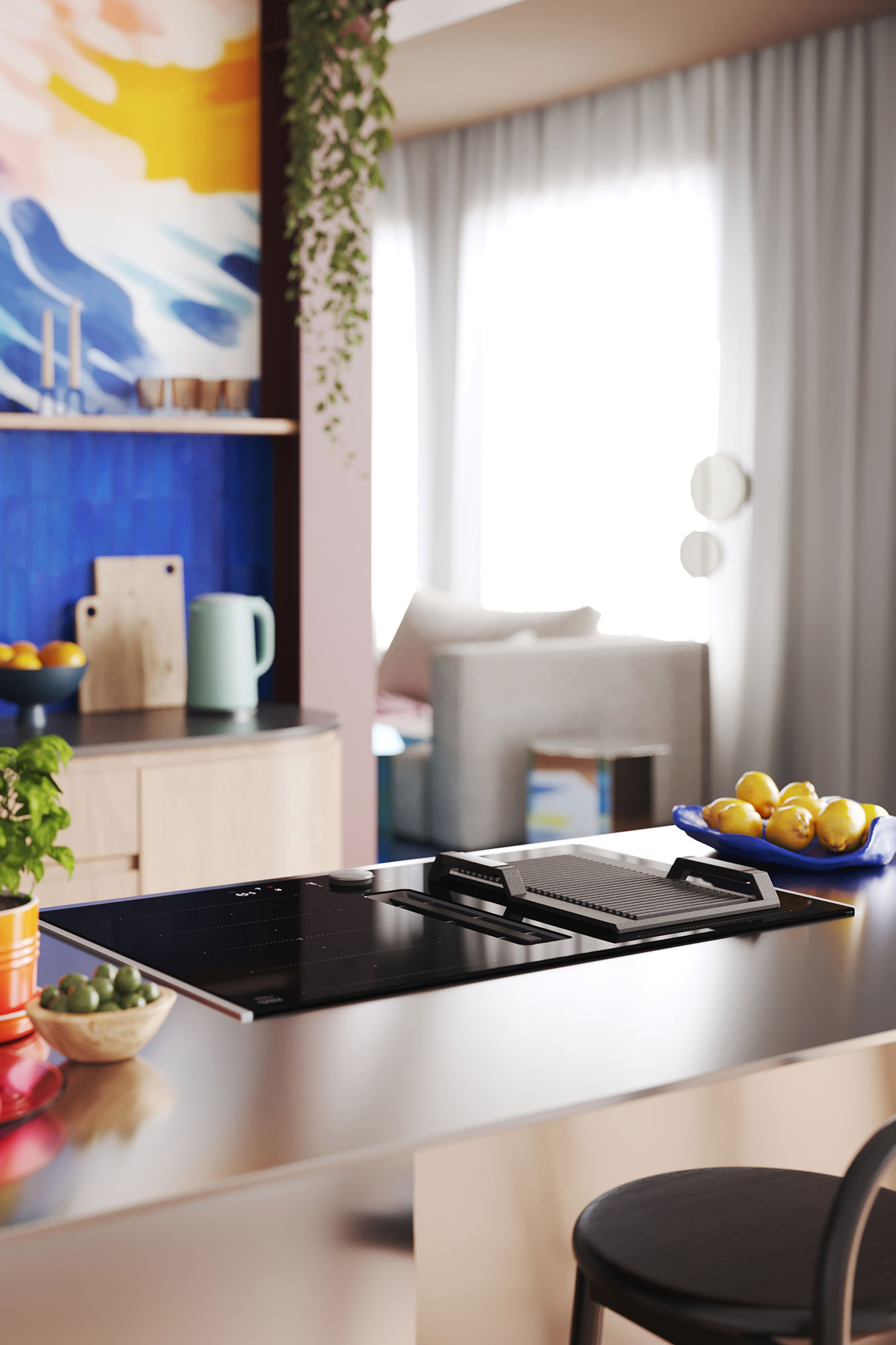 Neff vented hob on kitchen island