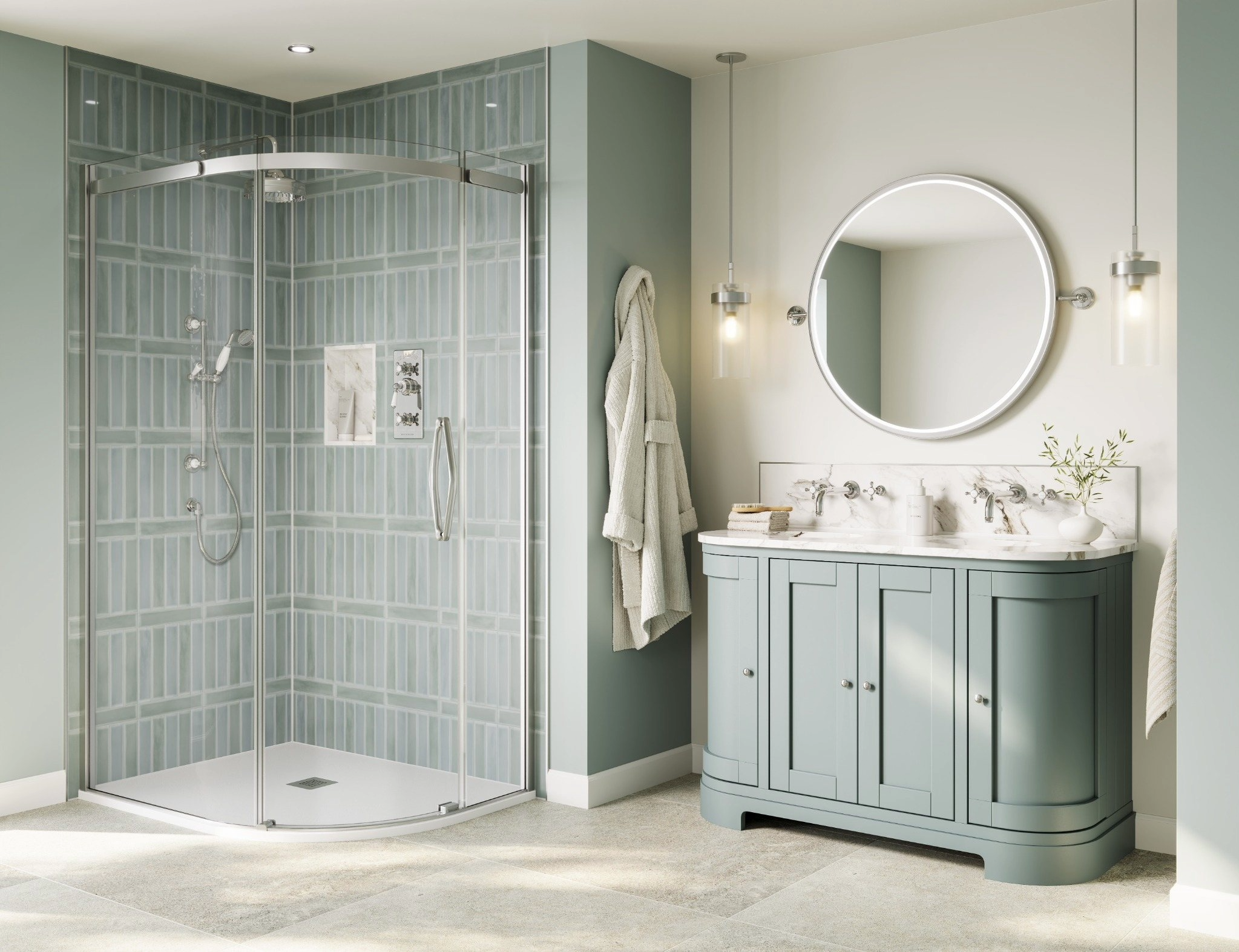 Flair shower enclosures in Silver