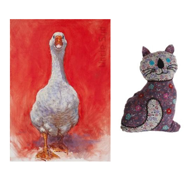 Goose Print & Cat Cushion