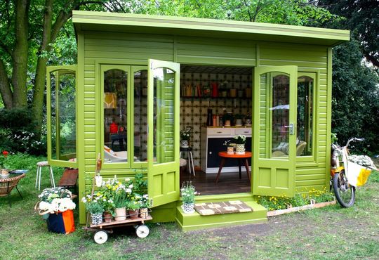 Orla Kiely's Chelsea flower show vintage shed