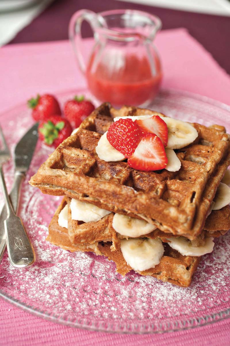 oatmeal waffles with strawberries