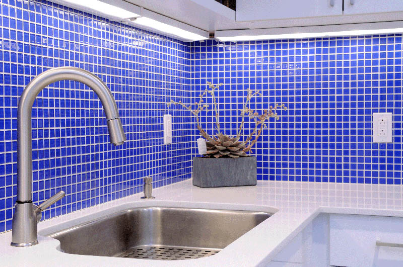 Mosaic tiles in blue