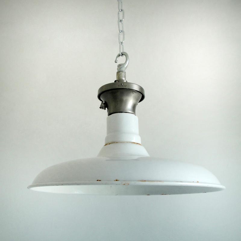 White enamelled factory shade, £160, SkinFlint Design