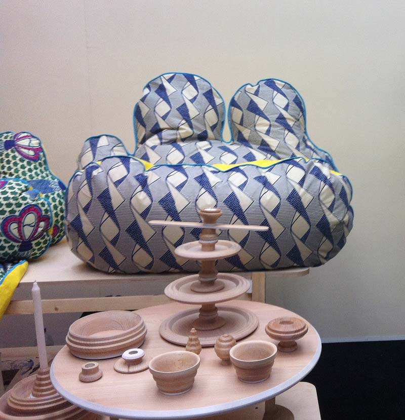 Patrick laing designs - beautiful fabrics on oddly-shaped furniture